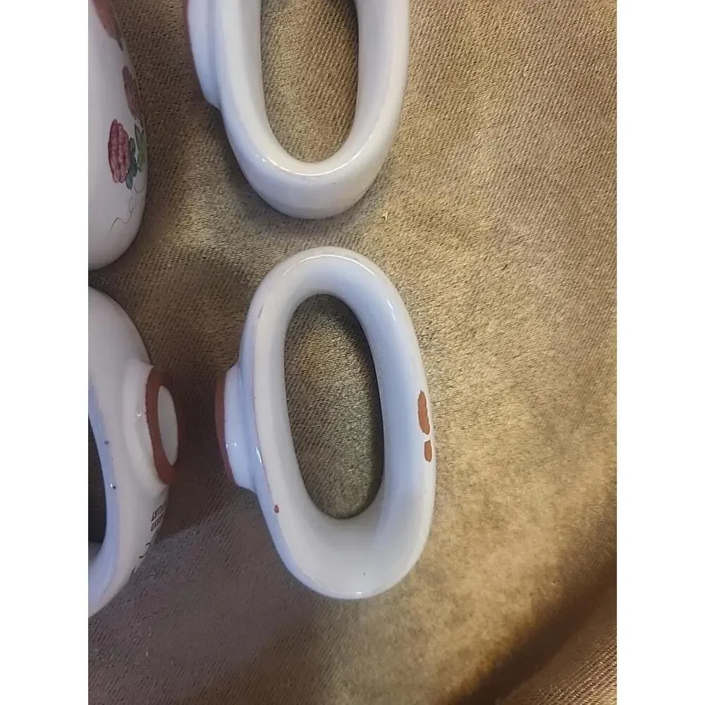 Herend Village Pottery Set Of 6 Hand Painted Vintage Berry Napkin Rings